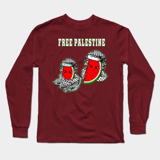 Watermelon Keffiyeh Free Palestine Fully Wrapped Couple - Front Long Sleeve T-Shirt